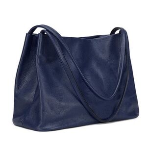 Kattee Women's Soft Genuine Leather Tote, dark blue color.